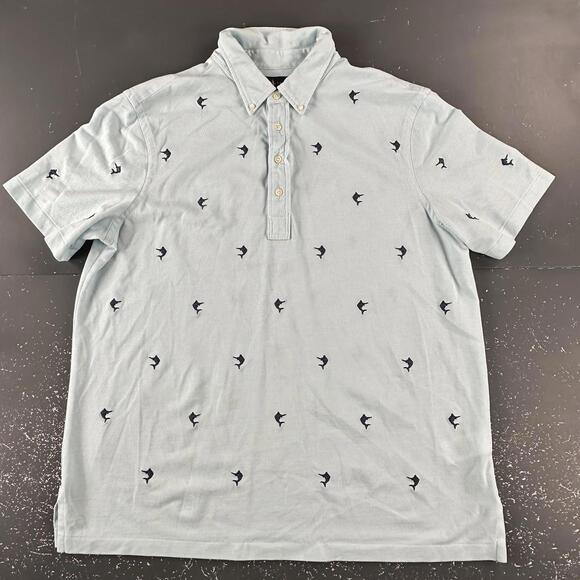 Ralph Lauren Polo Shirt Men XL Baby Powder Blue Knit Oxford Embroider Swordfish - Picture 2 of 6
